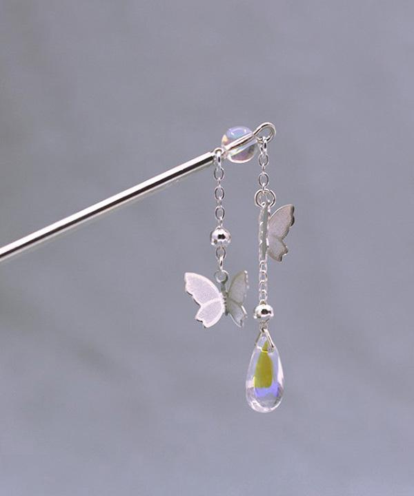 무료배송 물방울나비팬던트 헤어비녀 (블루,오로라,레드) #라벤더 #퍼플 #보라