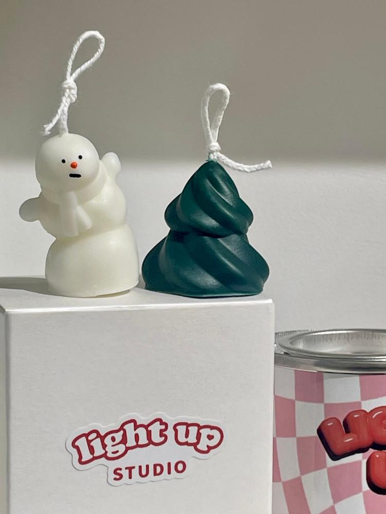 어쩔 눈사람 크림 트리 미니 캔들 세트 크리스마스 연말 선물 라이트업 스튜디오