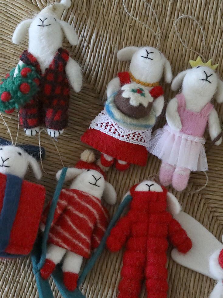 분트 핸드메이드 오너먼트 쉽패밀리 8종 택1 양모 펠트 양 장식 크리스마스 트리 오너먼트