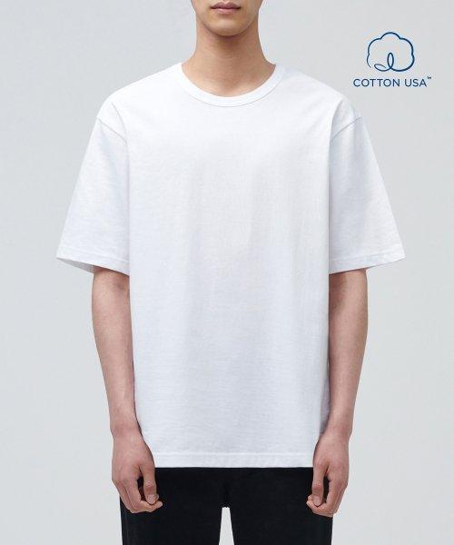 릴렉스 핏 크루 넥 반팔 티셔츠 [화이트]