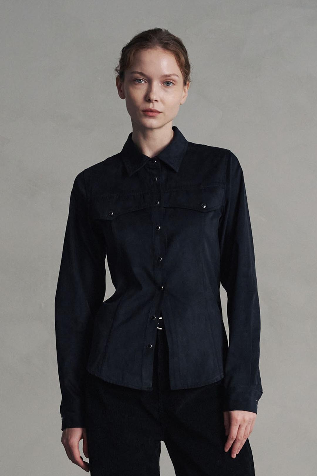 SUEDE WESTERN SHIRTS_NAVY