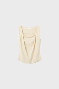 COWL NECK SLEEVELESS TOP (LIGHT BEIGE)