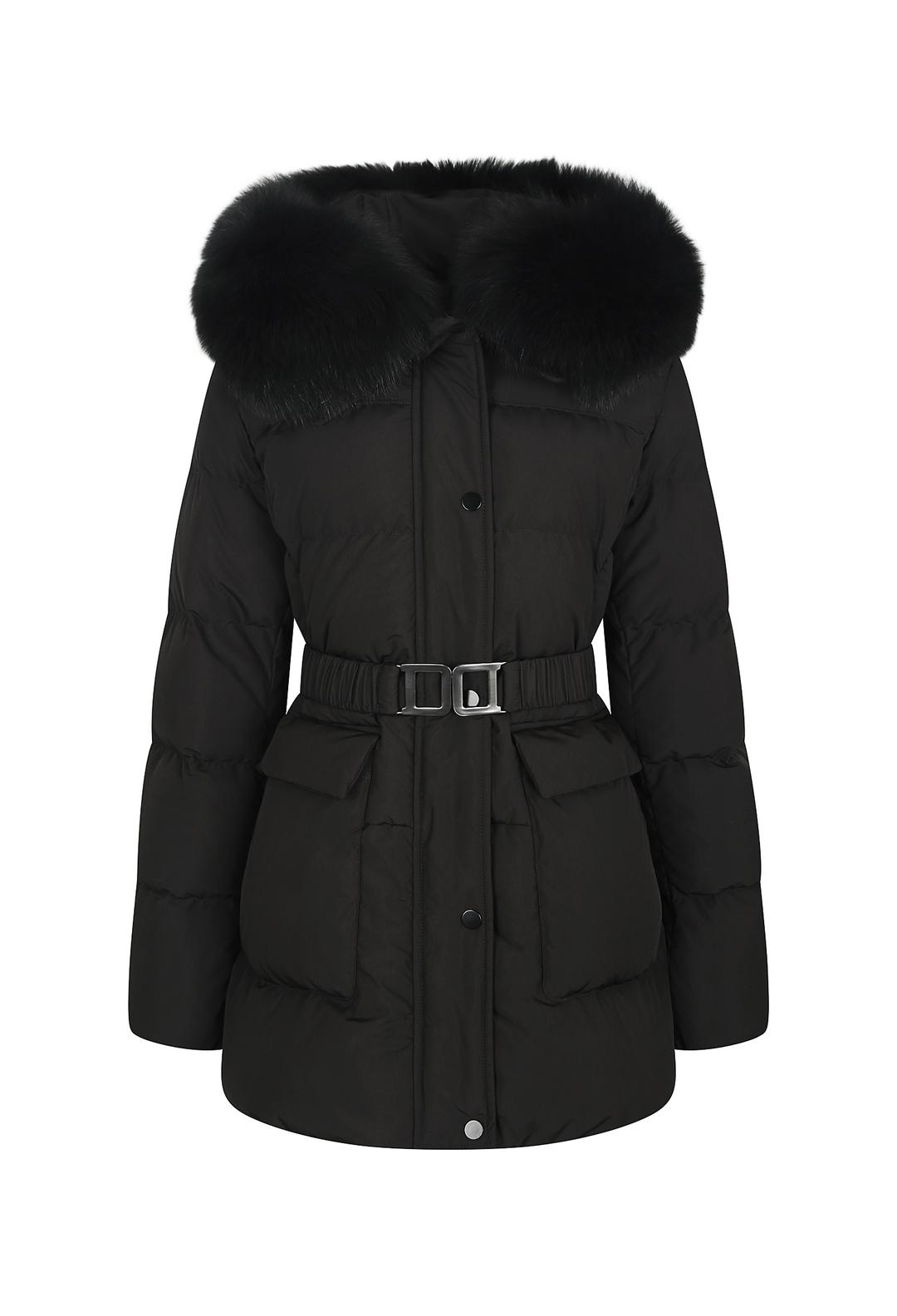 폭스 후드 하프 구스다운 점퍼 (BLACK)