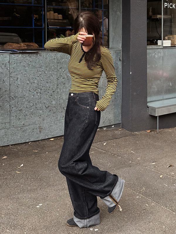 슬로우앤드 [🌅설특가세일/오늘드림🚚] made. 데이클래식 와이드 생지데님팬츠 (+베이직/롱ver) - 4 size (이염방지)