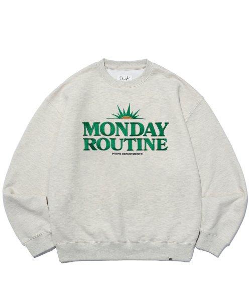 PHYPS® MONDAY ROUTINE COLOR STITCH CREWNECK OATMEAL
