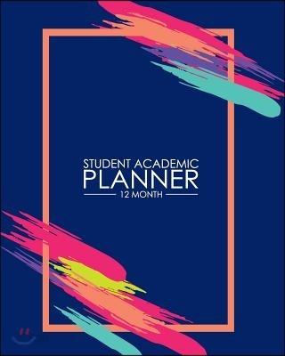 12 Month Student Academic Planner: Neon Blue Paint Art 12-Month Study Calendar Helps Elementary, High School and College Students Prioritize and Manag - 예스24