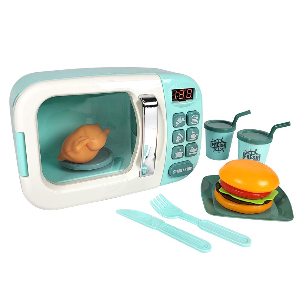 작동하는 주방놀이 전자레인지 장난감 역할놀이