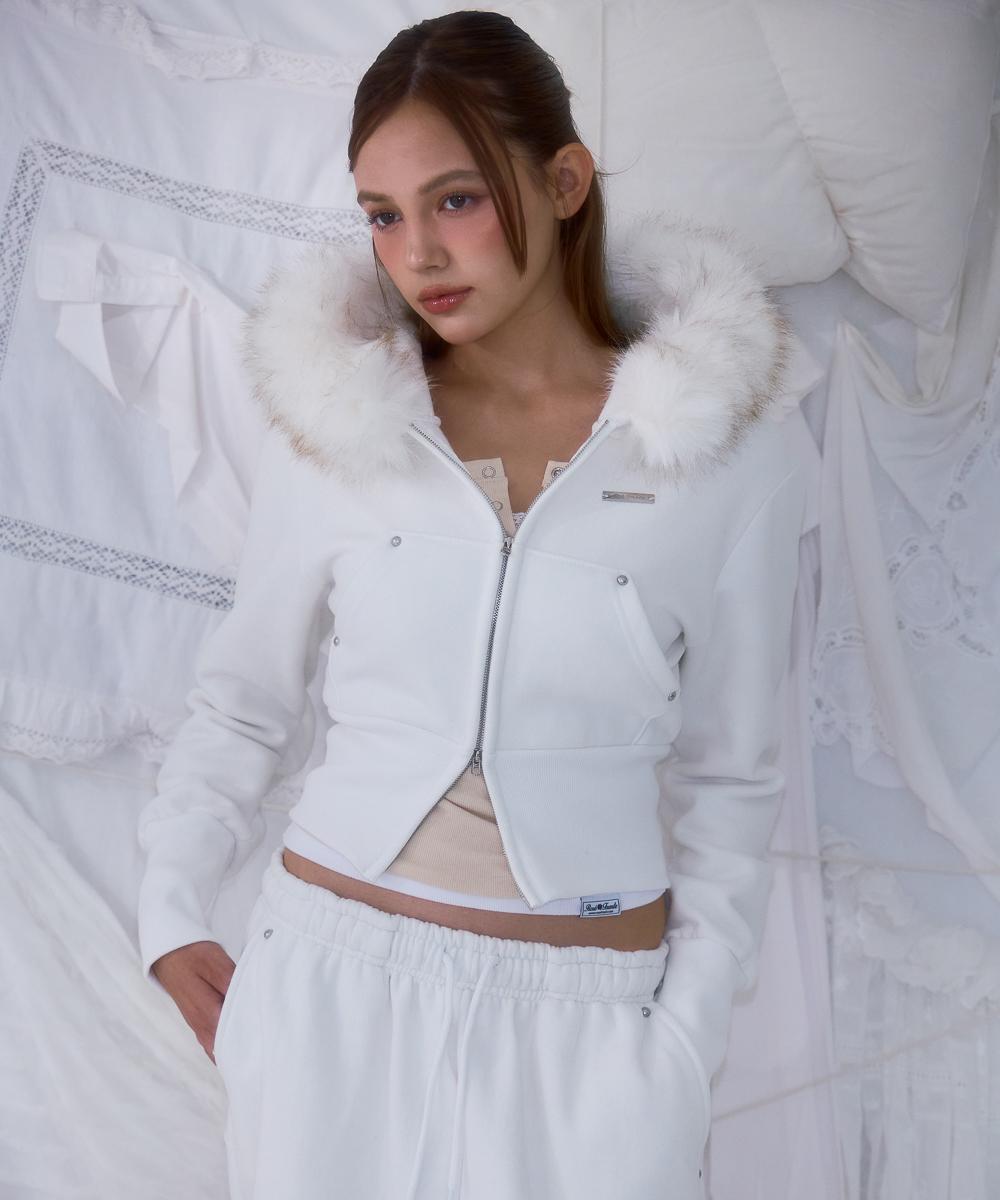 로제프란츠 [11/17 예약발송] 퍼 슬림 리벳 후드 집업 [아이보리]