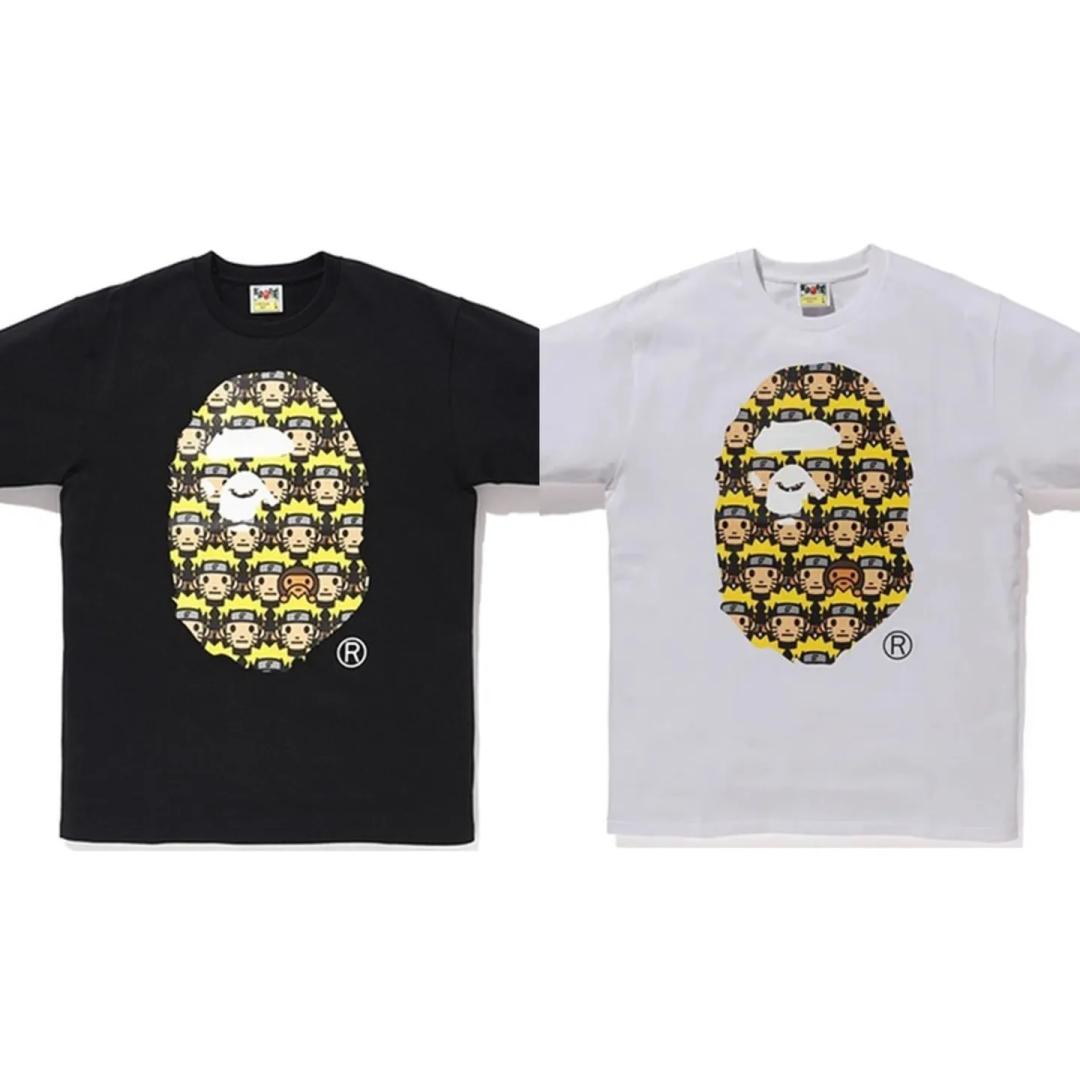 베이프 나루토 에이프 헤드 반팔티셔츠 베이프 나루토 반팔티셔츠 화이트 블랙 1E73-110-916