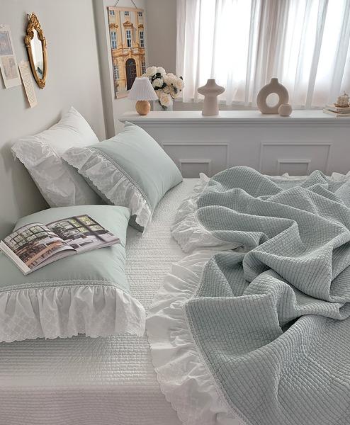 피톤치드 [레미 프릴 sh] 60수포플린 고밀도 피그먼트_여름 줄누빔이불 겸 스프레드(S,Q,K)(3colors)