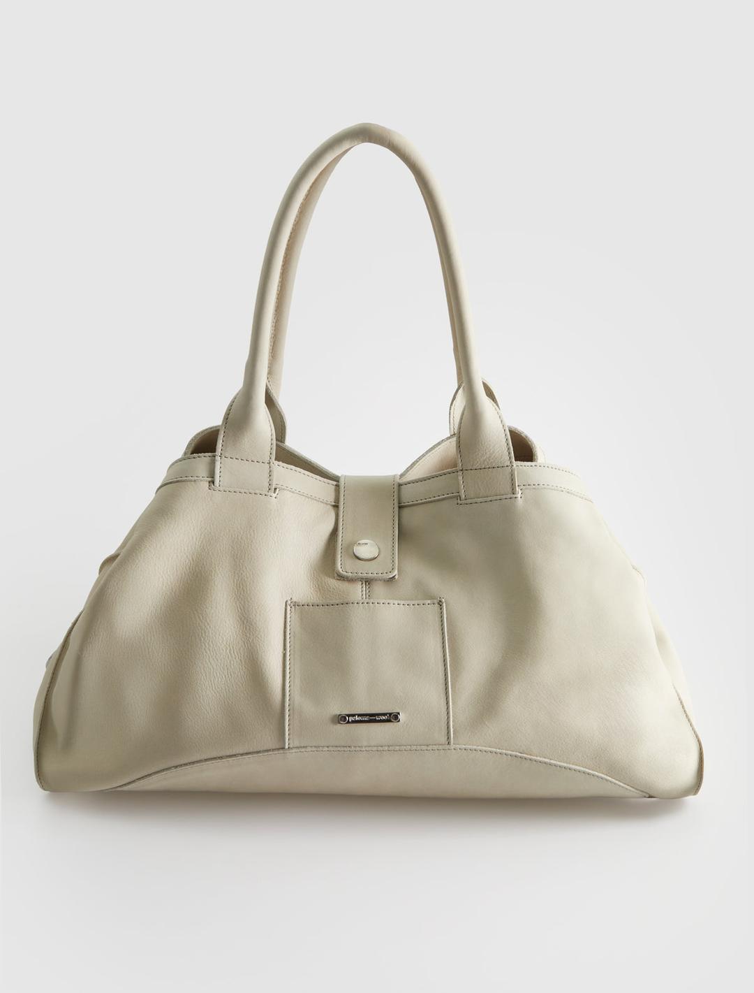 BIG GUIDA-Ecru square tote handbag with a small front pocket