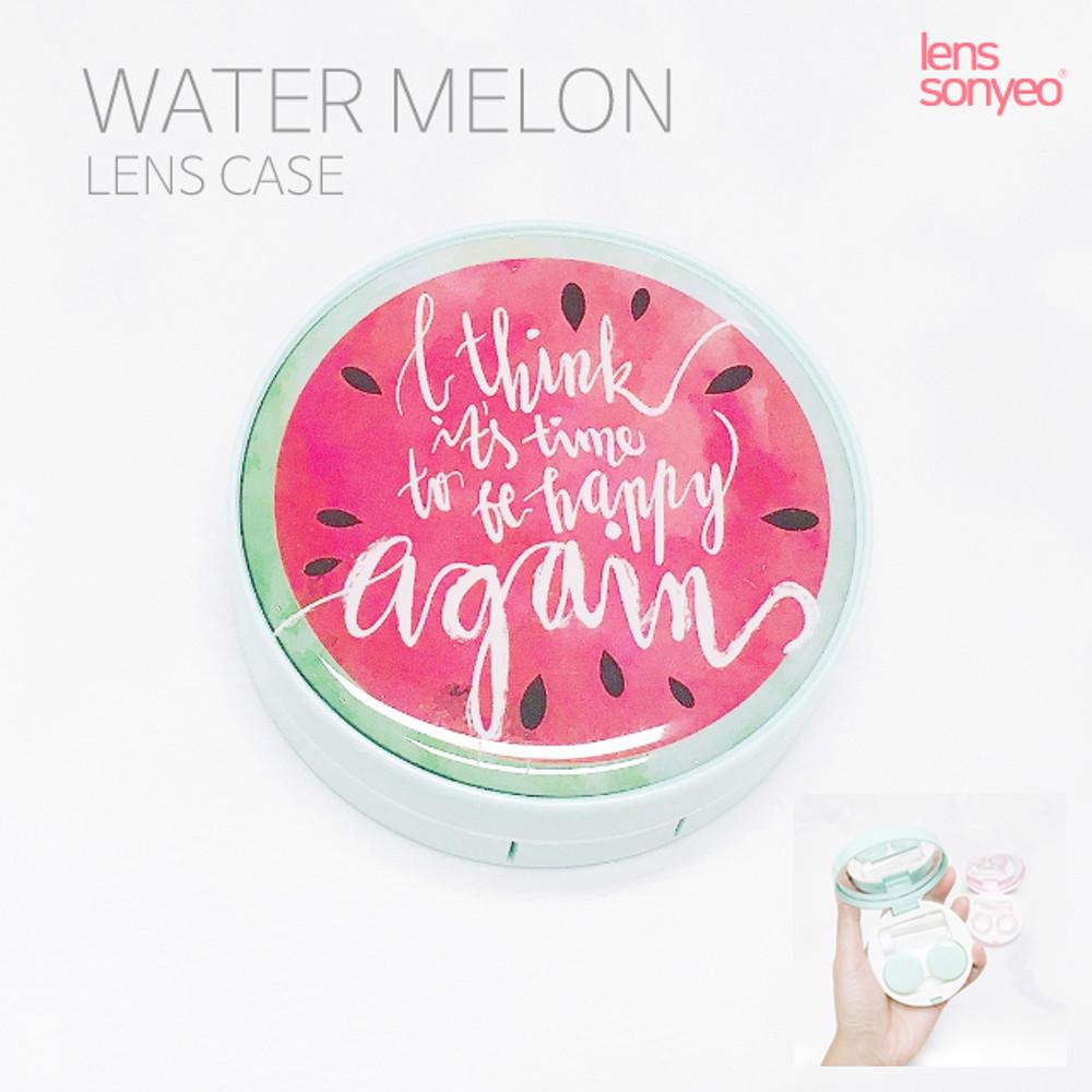 렌즈소녀 심플스타일 컴팩트 렌즈케이스 손거울 여행용 휴대용 소프트 렌즈통 수박 무늬