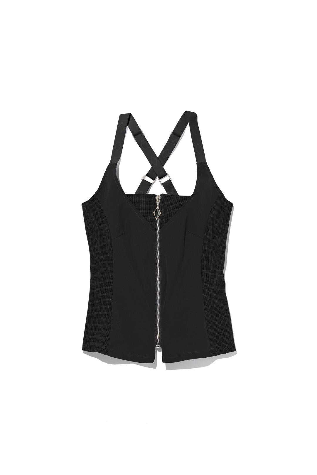 STRAP ZIP UP SLEEVELESS_BLACK
