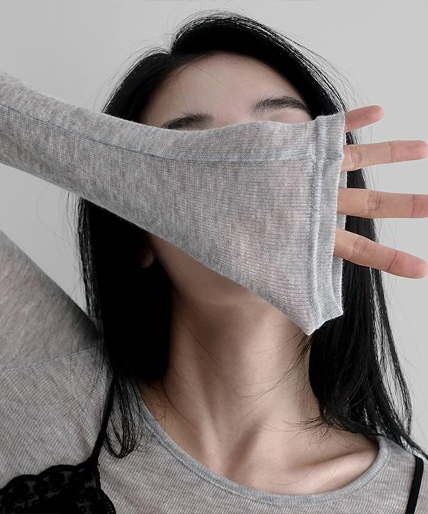 매니크 드로빈 시스루 레이어드 긴소매 티셔츠