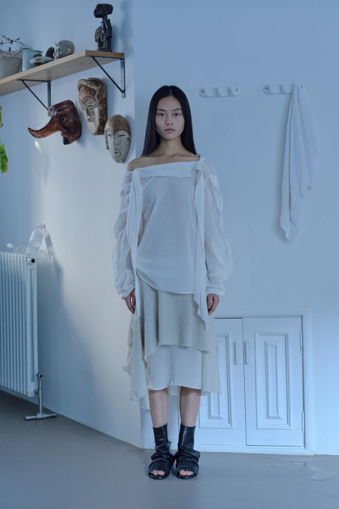 Two-Way Scarf Fringed Blouse