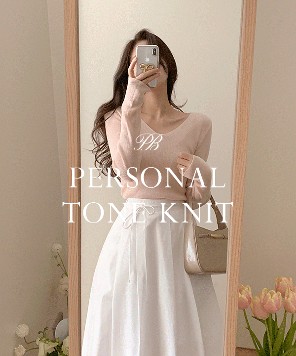 퍼빗 [+봄🌸뉴컬러/인간복숭아니트🩰] 단독제작) 퍼스널톤 여리 브이넥 쇄골 니트 - 6color