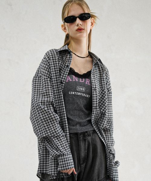 OL Overfit Check Shirt BLACK