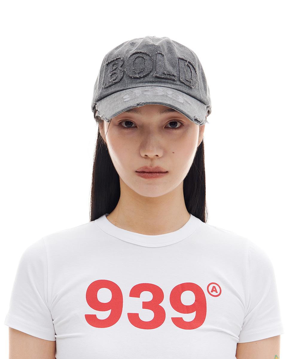 BOLD APPLIQUE DENIM 5-PANEL CAP (CHARCOAL)