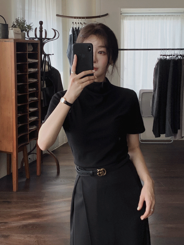 [1천장돌파/기획특가] #SLOWMADE. 모크넥 여리핏 반목티셔츠 - 4 color (프리오더: 5~10일 소요)