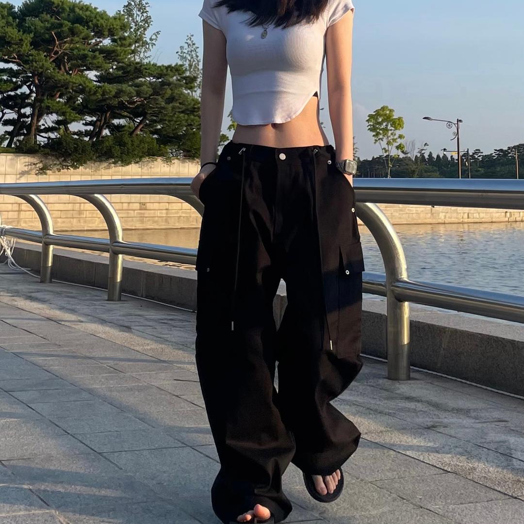 도스밀 (UNISEX)리뱃 허리스트링 카고 팬츠(2color)