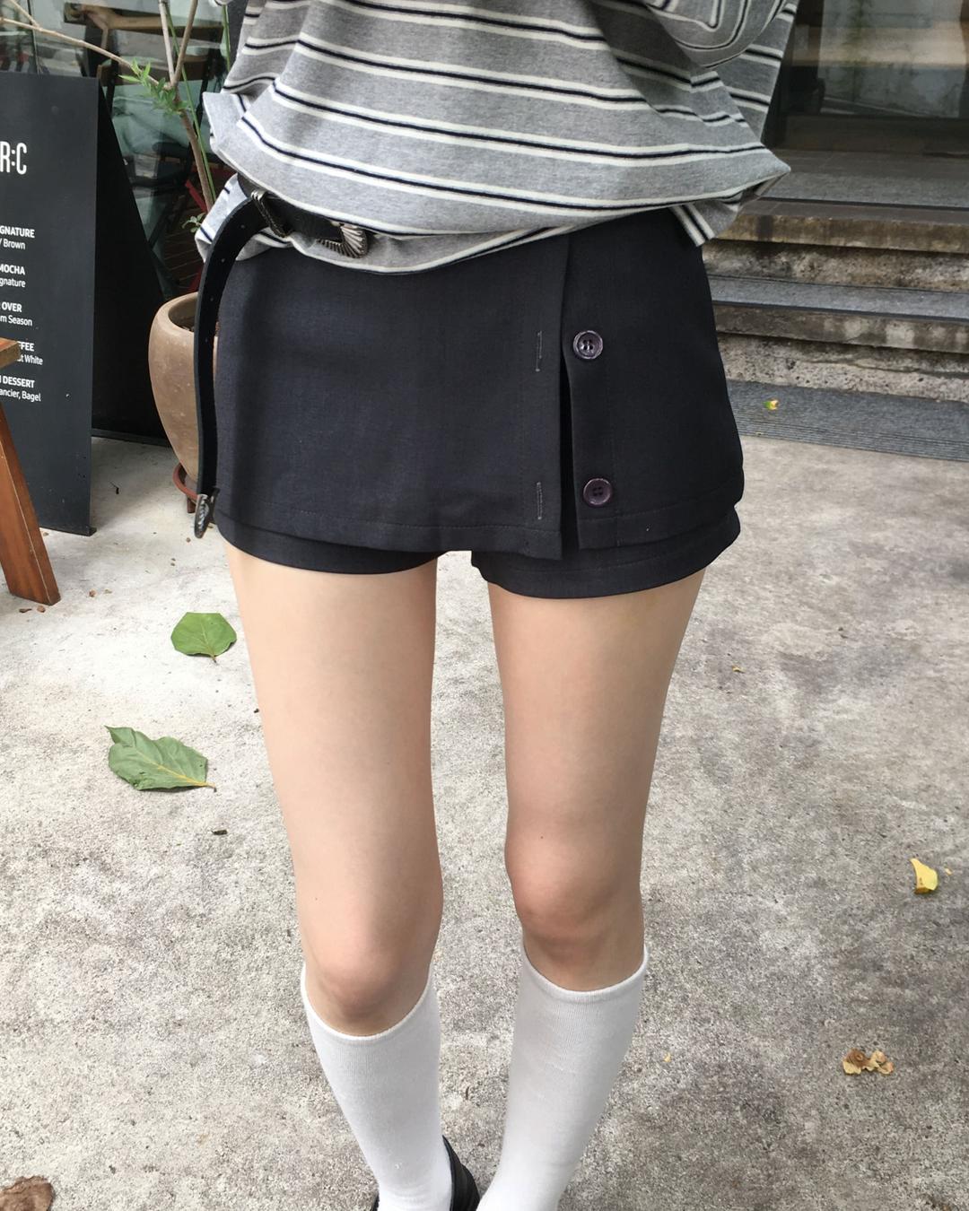 버튼 랩 스커트 팬츠