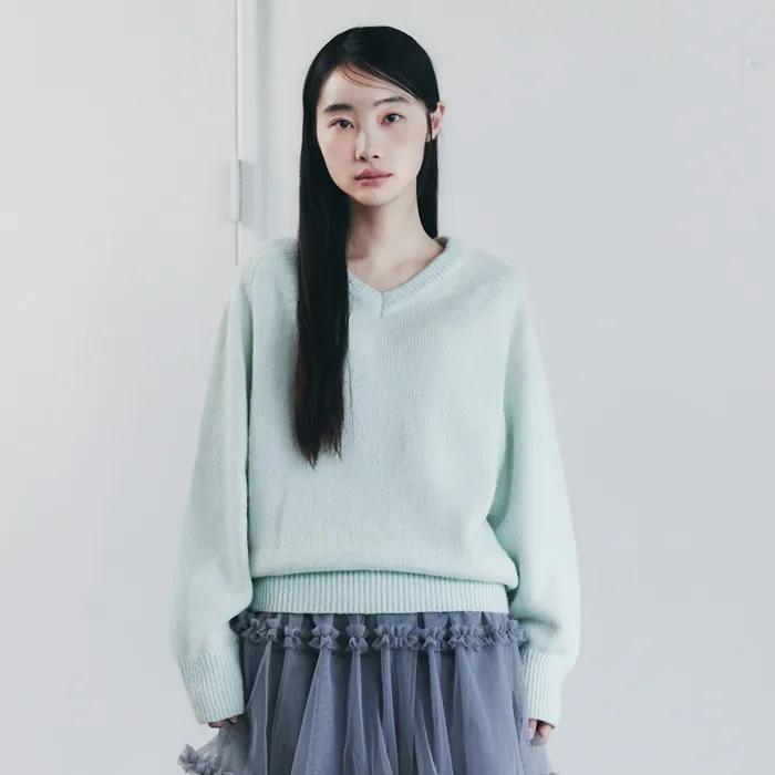 V-NECK ALPACA KNIT_MINT