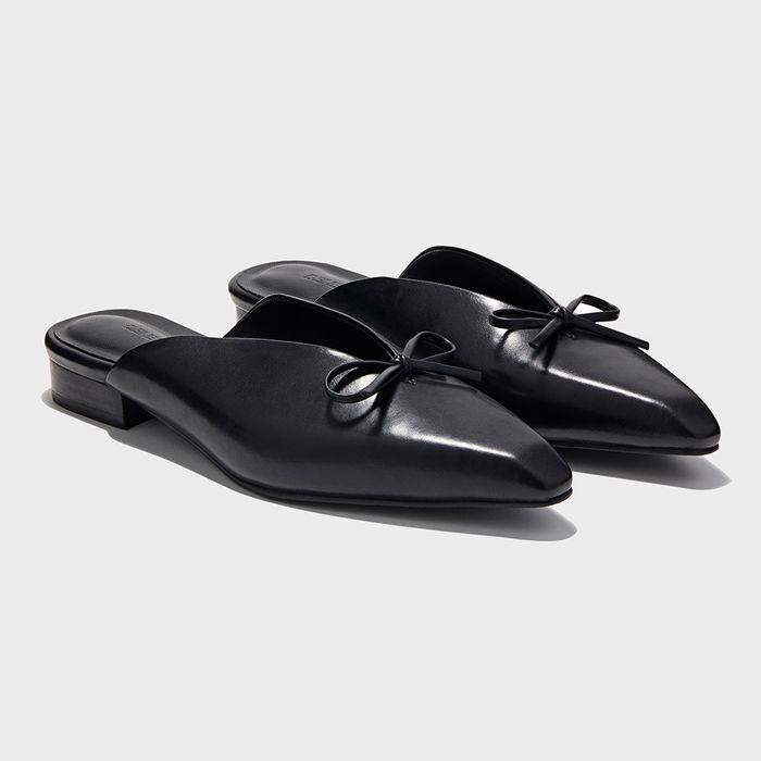 RIBBON STILLETTO MULE IN BLACK