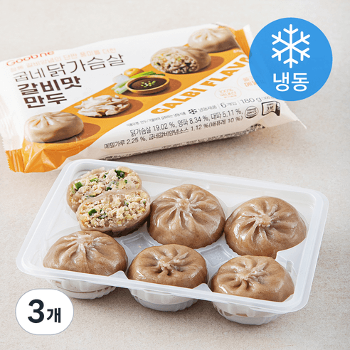 굽네 닭가슴살 갈비맛 만두 6개입 (냉동), 180g, 3개 - 간편조리 | 쿠팡