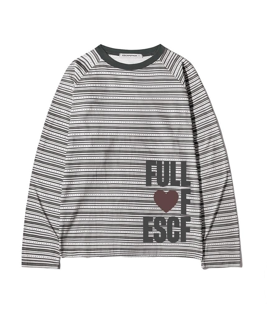 풀 러브 ESCF 앤드 그레이 스타 로고 스트라이프 풀프린트 롱슬리브