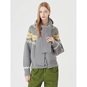 [나인식스뉴욕]후드 머플러 세트 울 니트 가디건 (NO4CK017L0)