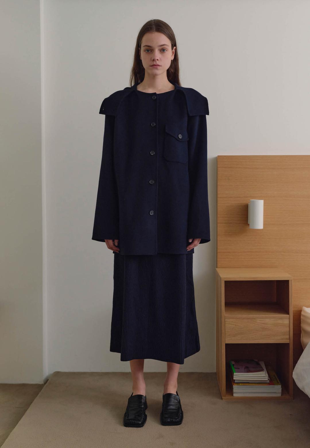 HAND-MADE HOODED JACKET(NAVY)