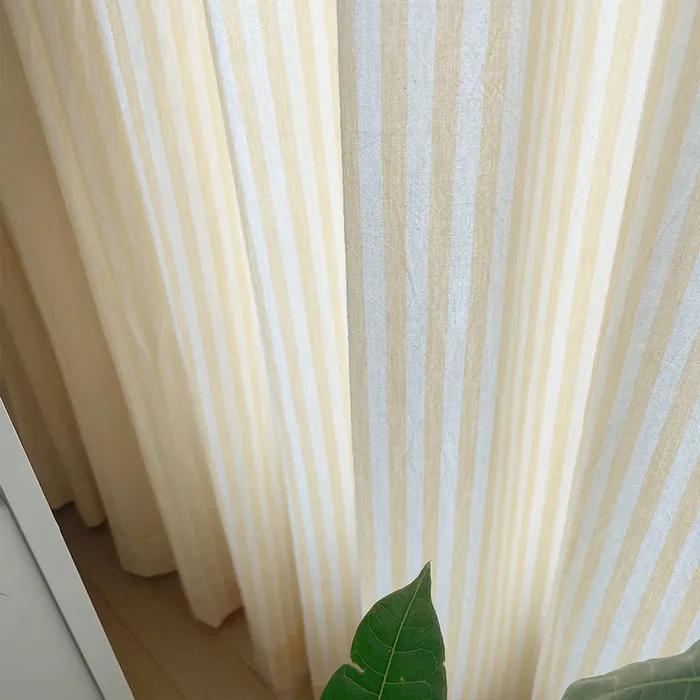 멜란 스트라이프 커튼- 연노랑