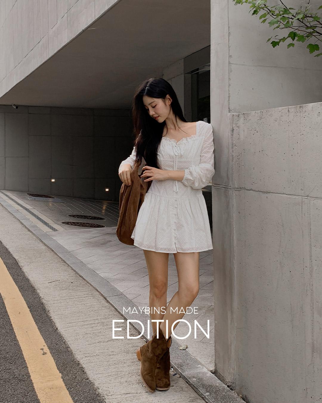 메이빈스 [🌼봄여름/MADE]엘느 셔링 미니 원피스(자체제작 제작상품 미니원피스 원피스 셔링원피스 셔링미니원피스 봄원피스 여름원피스 하객룩 a라인원피스 퍼프미니원피스)