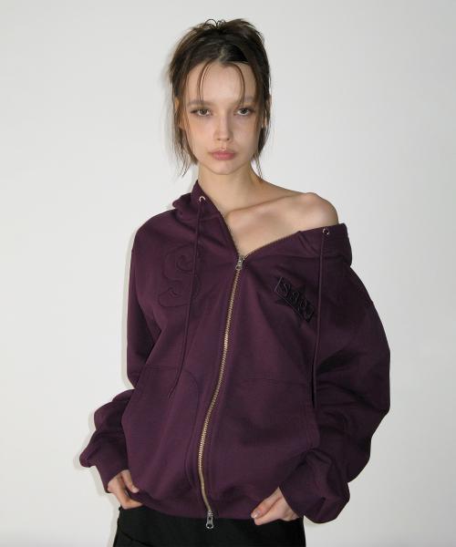Logo Patch Hoodie Zip-up, PURPLE