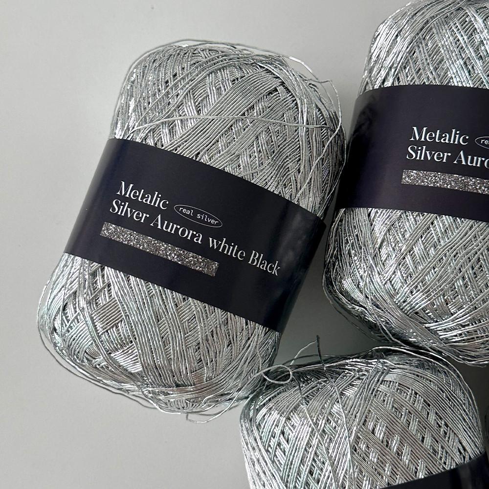 메탈릭실 80g 메탈실 메탈릭얀 실버실 여름 반짝이실 뜨개실 손뜨개 뜨개질 뜰안뜨개공방