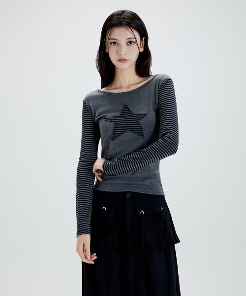 패치 스트라이프 티셔츠_MIWLWFV18S