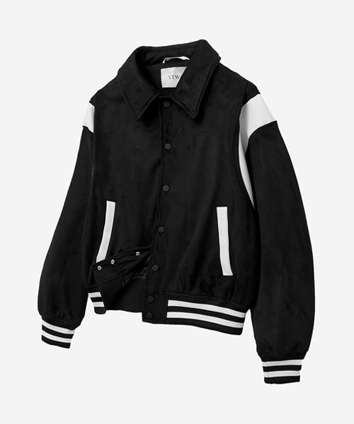 70270 컨템 포러리 스웨이드 바시티 자켓_블랙