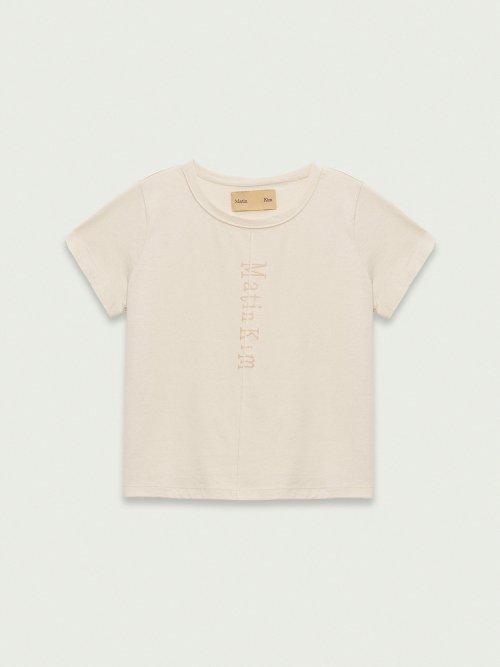 PINTUCK LOGO CROP TOP IN BEIGE