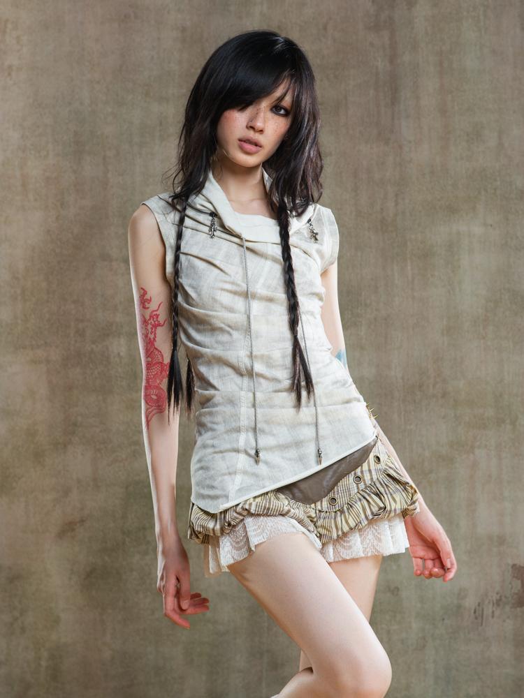 ARIADNAw Pleated Punk Retro Sleeveless