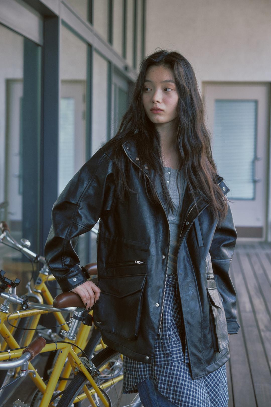 [2ND] LEATHER UTILITY JACKET V2 (BLACK)