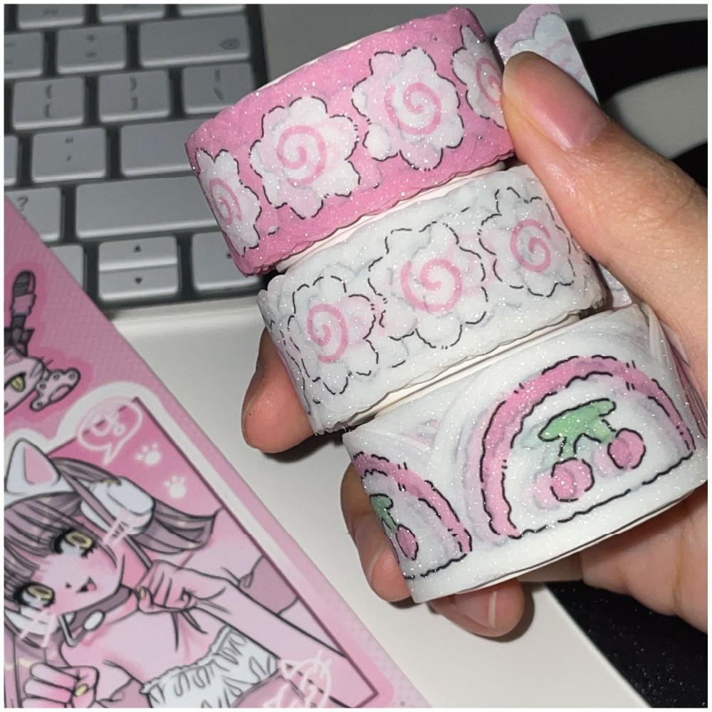 [로지스티커] 어묵 글리터 다이컷 마스킹테이프 3종