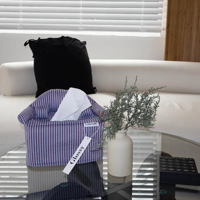 Stripe sofa tissue cover 스트라이프 소파 티슈 커버(blue)