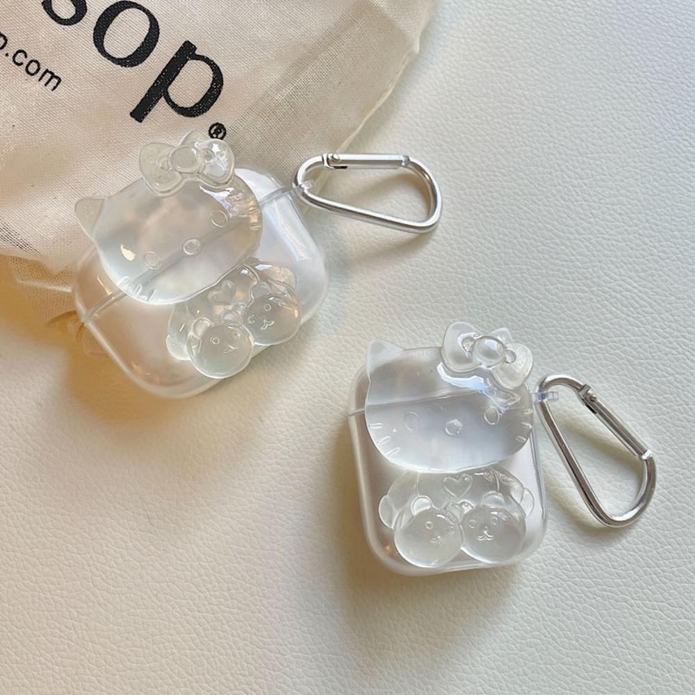헬로키티 곰돌이푸우 투명 에어팟케이스 1,2세대/프로 카라비너 고리 포함