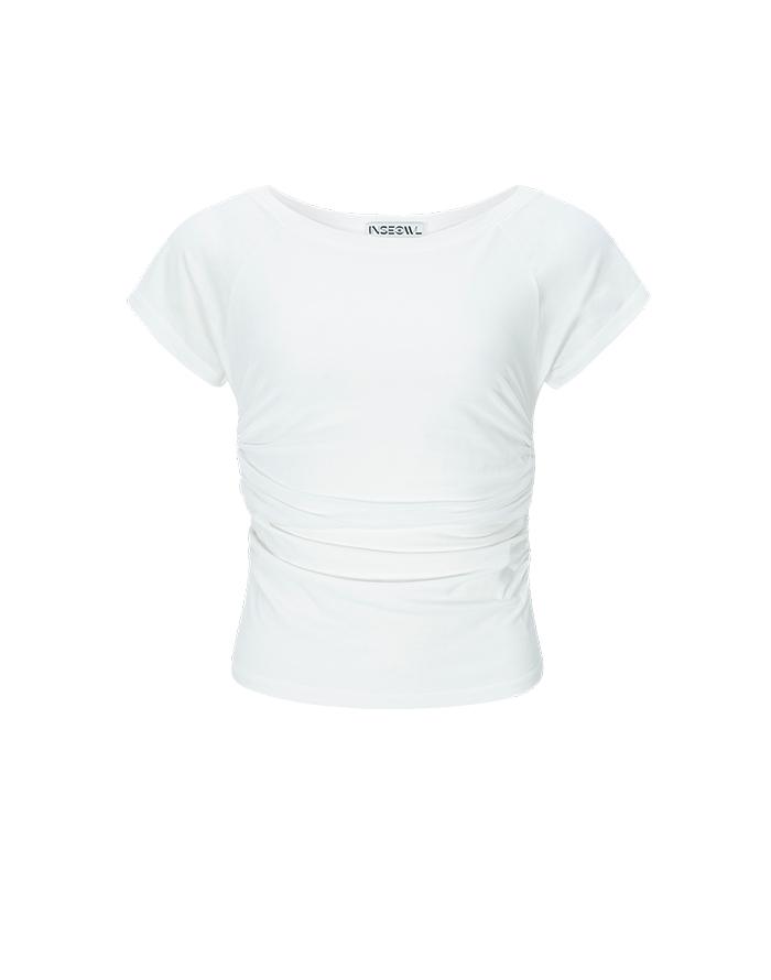 RAGLAN SHIRRING-T _ WHITE