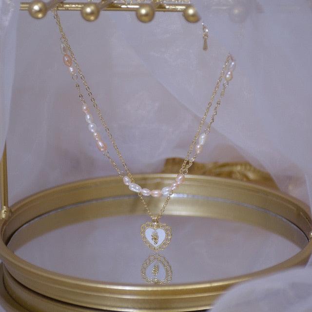 Harajuku Y2K Aesthetic Fashion Gold Plated Heart Charm Necklace