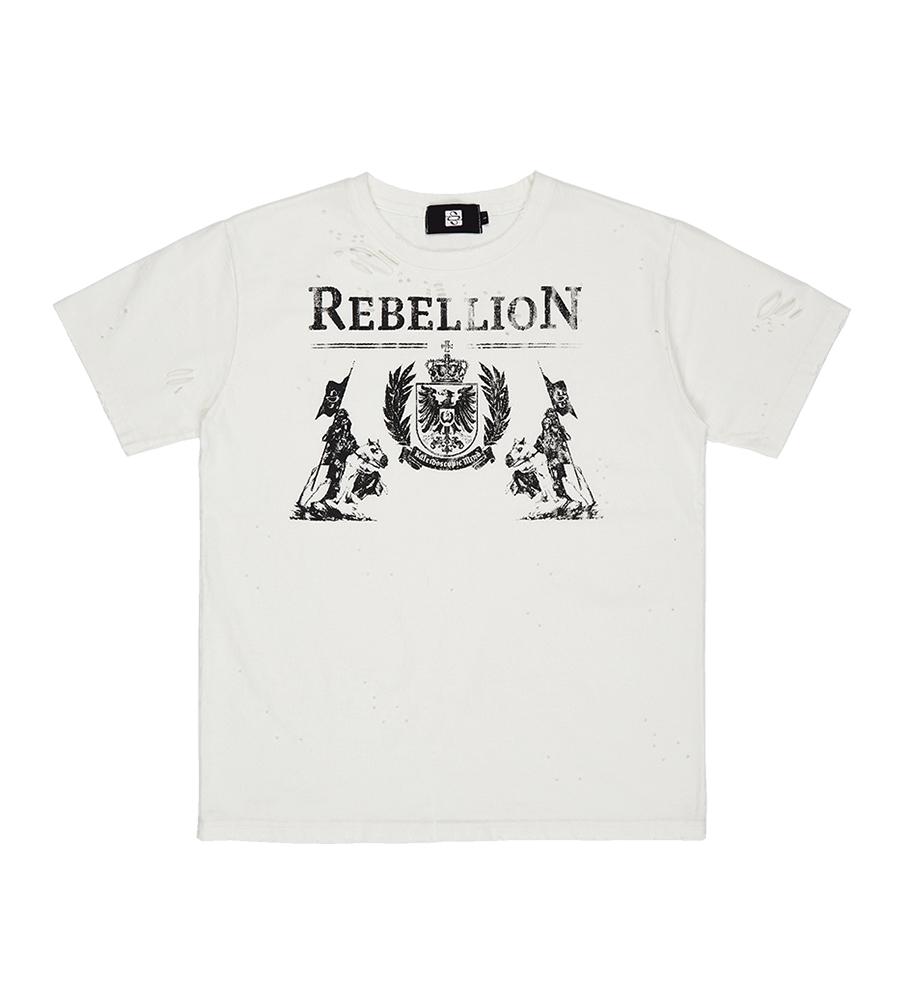 Rebellion Hand Distressed T-shirt - Off White