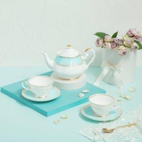 본차이나 로얄패일블루 티세트(티팟+커피잔 받침 세트) 7P