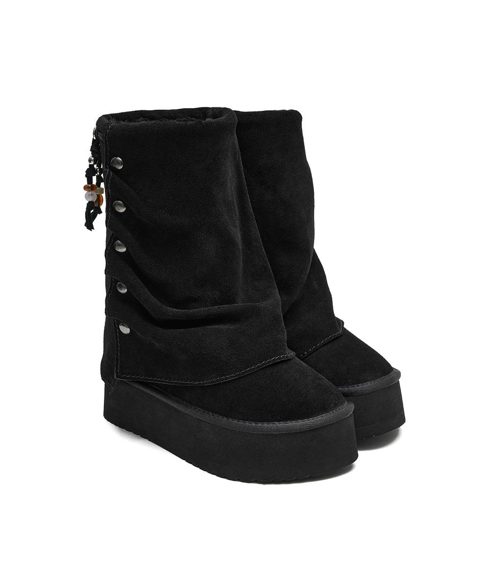 [NEW 10%ㅣ10.31이내 출고] STUD MAXI FOLDED BOOTS MIDDLE - BLACK