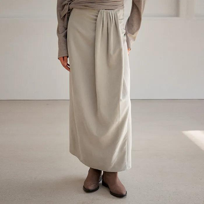 SUEDE FLUID SKIRT [ MOSS ]