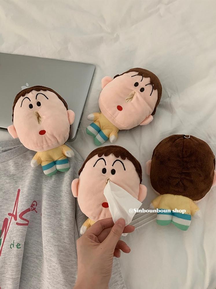 맹구 티슈 케이스 콧물 휴지 벽걸이 인형 키링 차량용 휴대용 : 새달바스켓